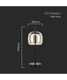 7W Designer LED tafellamp - 700lm, 3000K, metaal en glas, Ø12 x 22,5 cm