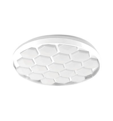 Plafonnier Designer Domelight 60W - Ø49cm, 6000lm, dimmable, télécommande incluse, diffuseur nid d'abeille