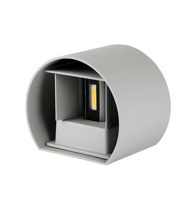 5W LED wandlamp met up/down licht - IP65 buiten, grijs, rond, 4000K, incl. lichtbron