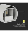 5W LED vägglampa med upp/ned ljus - IP65 utomhus, grå, rund, 4000K, inkl. ljuskälla