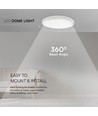 24W Kuppel Lys - LED, Samsung Chip, 6500K, Rund, Hvid Ramme, IP44