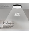 24W LED loftslampe med Samsung LED chip - Rund, sort kant, Ø29,5cm, IP44, 5 års garanti