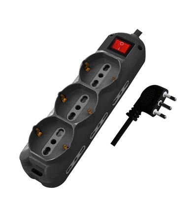 1,5 m - Boîte multiple avec interrupteur 3x2 broches, noire