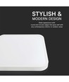 Plafonnier LED 48W avec puce Samsung - 42x42cm, 5160lm, IP44, carré, bord blanc