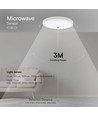 18W LED sensorlampe med Samsung chip, 4000K - Kvadratisk, IP44, hvit kant, 295x295mm, innebygd mikrobølgesensor