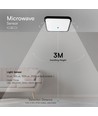 Plafonnier LED 36W avec capteur - IP44, 42x42cm, bord noir, Samsung Chip, 4000K, détecteur micro-ondes intégré