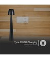 3W oppladbar LED bordlampe, sort - Dimbar CCT, 3-trinns touch, inkl. USB kabel