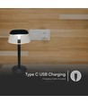 3W LED genopladelig bordlampe, sort - Ø13cm, 3-trin dæmpbar, 3-i-1 CCT, inkl. USB-C kabel