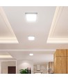 18W kvadratisk LED loftpanel - 6500K, hvid kant, 21,4 x 21,4 cm, bagbelyst loftlampe