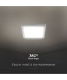 18W kvadratisk LED taklampa - 21,4x21,4cm, 100lm/W, vit kant, 6500K