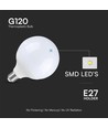 E27 18W LED globelampa G120 - 110lm/W, Samsung LED chip, 6500K, kallvit