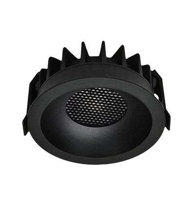 12W Ø8,6cm Blændfri CCT Downlight RA90 - Hul: Ø7,5 cm, Ydre mål: Ø8,6 cm, 3 lyskulører, sort front, Honeycomb