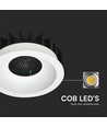 12W Ø8,6cm Blændfri CCT Downlight RA90 - Hul: Ø7,5 cm, Mål: Ø8,6 cm, 3 lyskulører, hvid front, Honeycomb