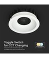 Downlight LED 18W sans éblouissement RA90 CCT Ø106mm - 3 températures de couleur, face blanche, trou : Ø95mm, nid d'abeille