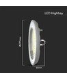 150W LED high bay, CCT - 82lm/W, Ø27,7cm, 3 ljusfärger, IP20 inomhus
