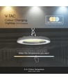 High bay LED 150W, CCT - 82lm/W, Ø27,7cm, 3 couleurs de lumière, IP20 intérieur