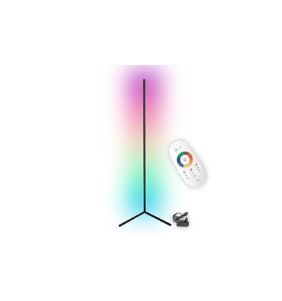 Lampe d'angle 20 watts avec lumière RGB - Noir, 140 cm de hauteur, contrôlée avec télécommande incluse
