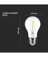 E27 12W LED filament pære - A60, 1521lm, klart glass, 4000K