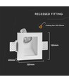 Spot encastrable en plâtre GU10 - Carré, blanc, perçage : 125x125mm, sans source lumineuse
