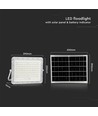 VT LED Solcelleprojektør 180W - 6400K, 16000 mAh Batteri, 3m Kabel, Smart IR Fjernkontroll, Rask Lading, Hvit