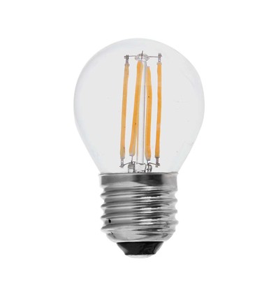 E27 6W LED kronlampa - G45, koltråd, klar, 230V