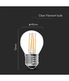 E27 6W LED ampoule globe - G45, filament, clair, 230V