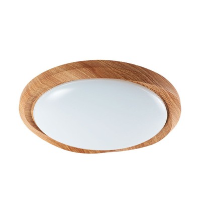 60W LED taklampe med trelook, dimbar - 6000lm, Ø49cm, CCT, inkl. fjernkontroll