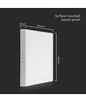 18W kvadratisk LED panel, 110lm/W - 214x214mm, 6500K, hvid kant, påbygningspanel