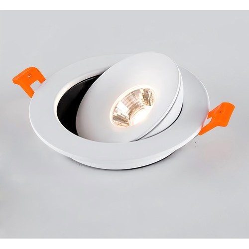 Spot encastrable 6,5W Ø10,9cm 360° RA98 - Perçage : Ø8,5 cm, Dimensions : Ø10,9 cm, orientable à 360 degrés, bord blanc