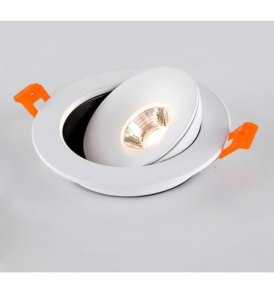 6,5W Ø10,9cm 360° infälld spotlight RA98 - Hål: Ø8,5 cm, Mått: Ø10,9 cm, 360 grader justerbar, vit kant