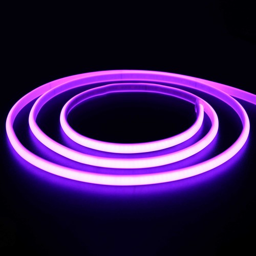 5m 11,5W/m Lilla Neon COB strip - 230V, IP67 vandtæt, 288 LED, Kan klippes for hver 10cm