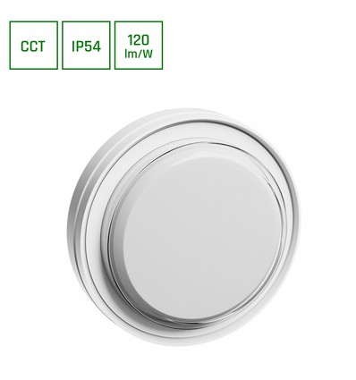 10W Pastilo CCT LED plafondlamp - IP54, IK10, 120lm/W, Ø18cm, 3-in-1 CCT, wit, buiten/binnen