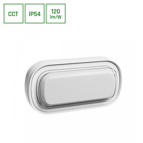 10W Pastilo CCT LED vägg/taklampa - 120lm/W, IP54, IK10, Oval, vit, 3-CCT switchable