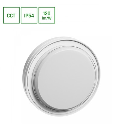 Plafonnier LED 15W Pastilo - 1800lm, IP54, IK10, 3CCT, Ø22,1cm, bord blanc