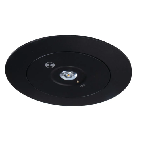 3W LED nødbelysning spot til loft - Hul: Ø7,5-12,5cm, 3 timers batteri, Sort