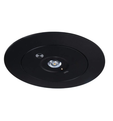 3W LED nødbelysning spot til loft - Hul: Ø7,5-12,5cm, 3 timers batteri, Sort
