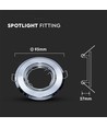 2 stk. GU10 indbygningsspot - Rund, krom, hul: Ø7,0 cm, max 35W
