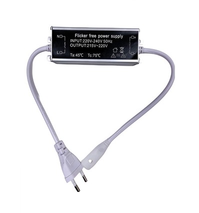 Flicker free stik til 230V LED strip Neon COB - Inkl. endeprop, flicker free, 230V