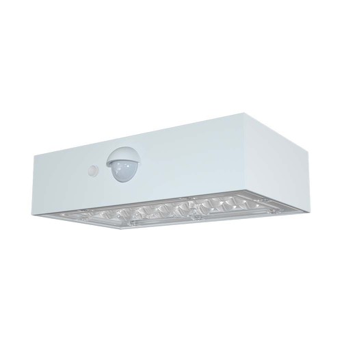 3W zonnecel wandlamp met sensor - IP65, wit, 350lm, PIR sensor, buiten