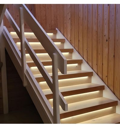 Kit ruban LED COB pour escalier 11W par marche - 24V DC, IP20, Jusqu'à 16 marches, avec capteur