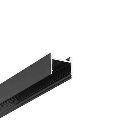 Profilé en aluminium 2m HOOD14 F/U1 - Anodisé noir, montage en saillie, rail LED
