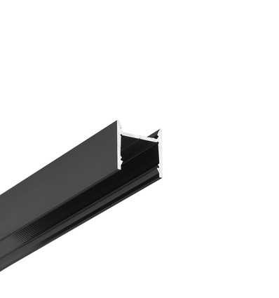 2m aluminiumsprofil LEVEL12 C/U1 - Sort anodisert, påbygging, LED skinne