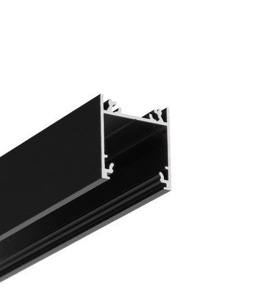 2m aluprofil LINEA20 EE7F/TY - Sort anodisert, påbygging, LED skinne