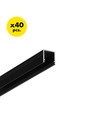 40 pcs. profilé aluminium 2m SMART10 AC2/Z - Anodisé noir, en saillie, rail LED