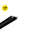 40 stk. 2m aluprofil SURFACE10 BC/UX - Svart anodisert, påbygging, LED skinne