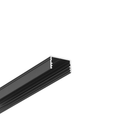 Profilé en aluminium 2m UNI14 BC3/Y - Noir anodisé, montage en applique, rail LED
