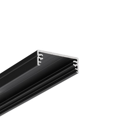 Profilé en aluminium 1m WIDE24 G/W - Noir anodisé, montage en applique, rail LED