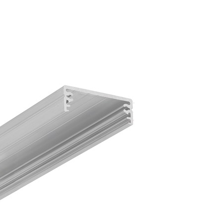 Profilé alu 2m WIDE24 G/W - Aluminium brut, montage en applique, rail LED