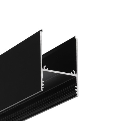 2m aluminiumsprofil COMBO30-01 ACDE-9 - Svart anodisert, påbygging, LED skinne