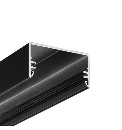 1m aluprofil LOWI C10 - Svartlackerad, påbyggnad, LED-skena